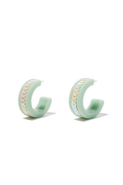 Sea Green Lola Sequin Hoop Earrings, Lele Sadoughi, e.Allen, Nashville, Franklin, Murfreesboro