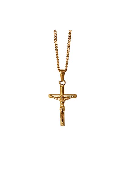 Cross on Curb Chain Crucifix