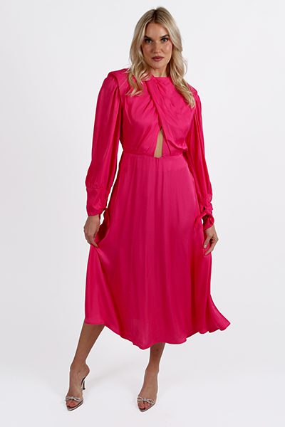 Pink Shoulderpads Maxi Dress