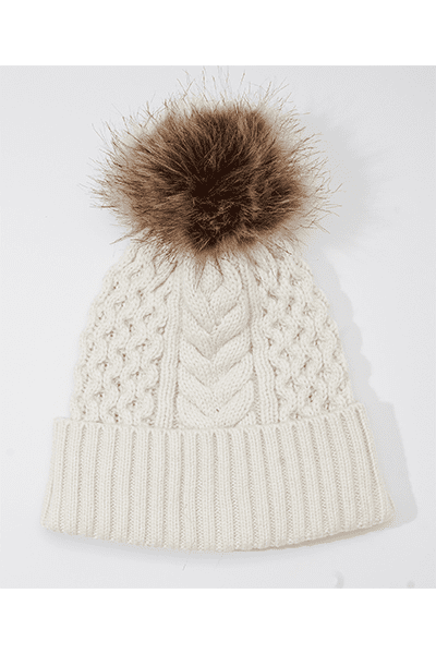 Recycled Wishbone Cable Pom Hat