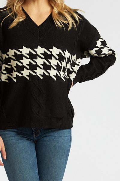 Houndstooth Cable Sweater